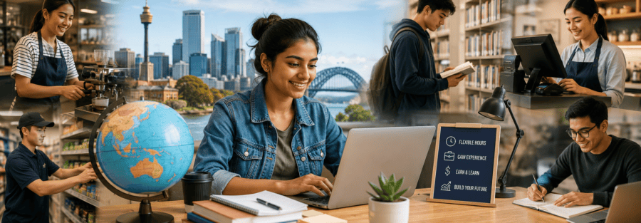 Part-Time Jobs for International Students balancing work and study while pursuing education abroad.